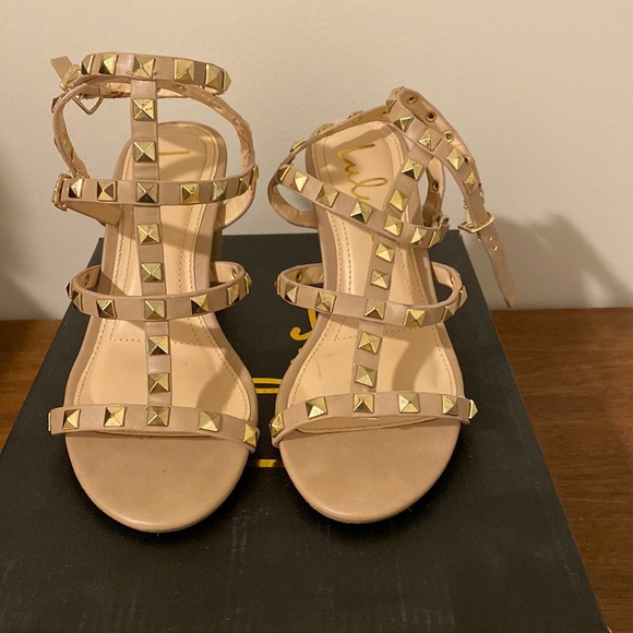 Lulu’s Phedra Natural Studded Ankle Strap Heels (Size 5.5) - Picture 1 of 4